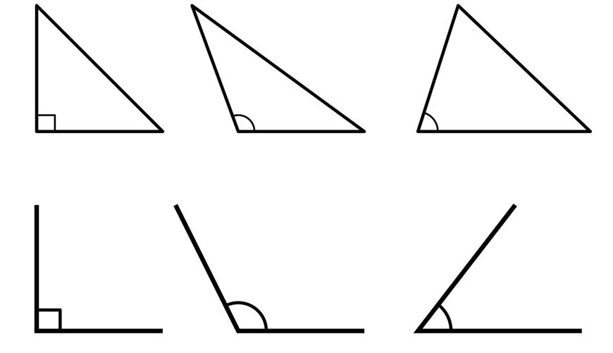 90度、鋭角と鈍角の三角形