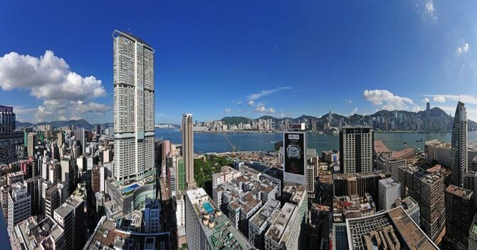 香港：尖沙咀、九龍から香港島の眺め