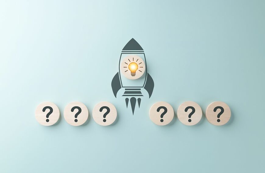 クエスチョンマークが描かれた木製のブロックと、中央に光る電球が描かれたロケットのアイコン