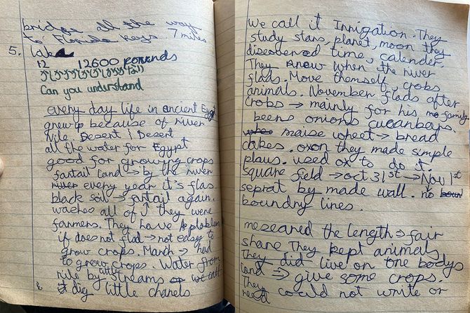 イギリス時代、小学校6年生の時習った古代エジプト文明のノート