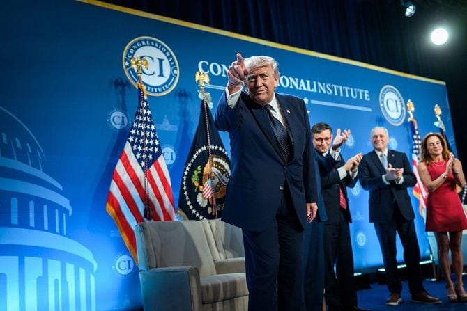 共和党議員政策会議に出席したドナルド・トランプ氏