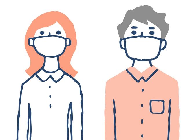 マスクを着用した男女
