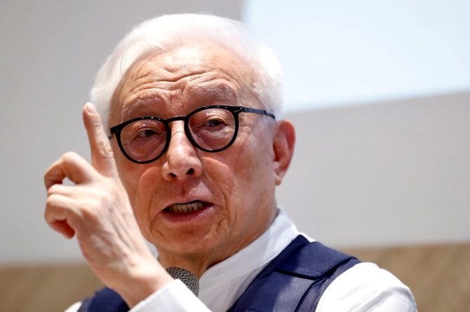 2022年9月1日、台湾の台北で記者会見するUnited Microelectronics Corporation（UMC）の創業者である台湾のチップ王ロバート・ツァオ（曹興誠）氏。