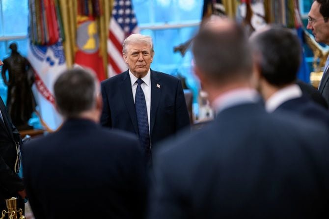 2026年3月3日、ドナルド・トランプ大統領は、大統領執務室でドイツのフリードリヒ・メルツ首相と二国間会談を行った