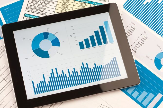 チャートを表示するタブレット