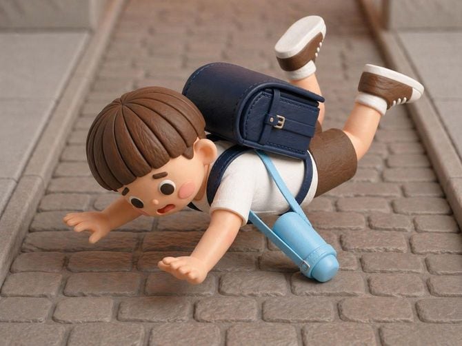 このように水筒が体と地面のあいだにはさまって、腹部を強打することになる。