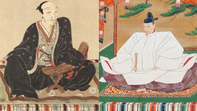 左：前田利家像・右：重要文化財 狩野光信《豊臣秀吉像》（部分）