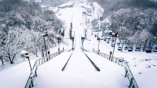 大倉山でのスキージャンプ