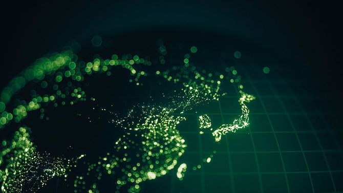 宇宙から見た東アジアの夜景