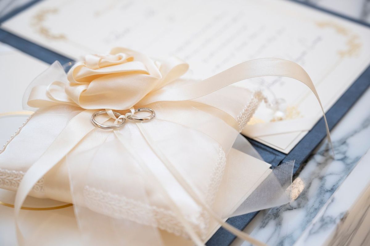 結婚式で使用した結婚証明書と結婚指輪