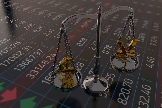 ドル円チャートと秤