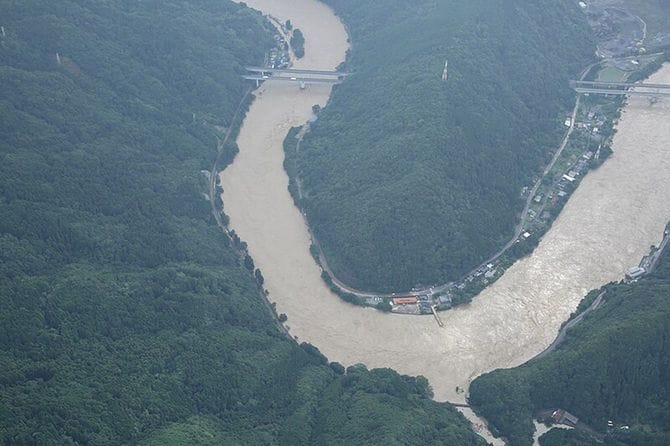 令和2年（2020年）7月3日からの大雨を受けて国土地理院によって行われた現地調査で撮影された空撮写真