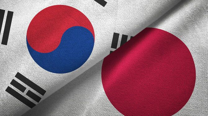 日本と韓国国旗