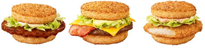 マクドナルドの「ごはんてりやき」「ごはんベーコンレタス」「ごはんチキンフィレオ」の3種。