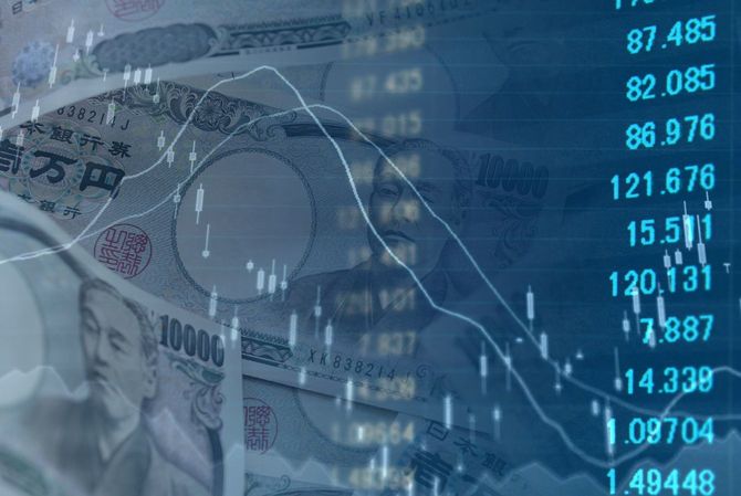 金融のイメージのお金とグラフ