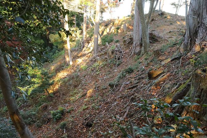 主郭西はいきなりの崖