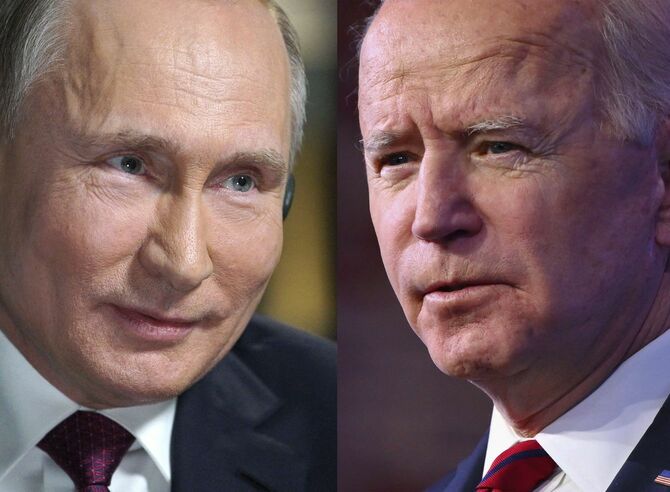 バイデン米大統領（右）とロシアのプーチン大統領