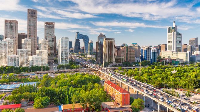 中国・北京の近代的な金融街