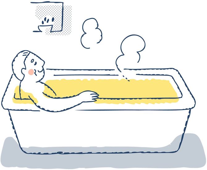 湯船につかる男性のイラスト