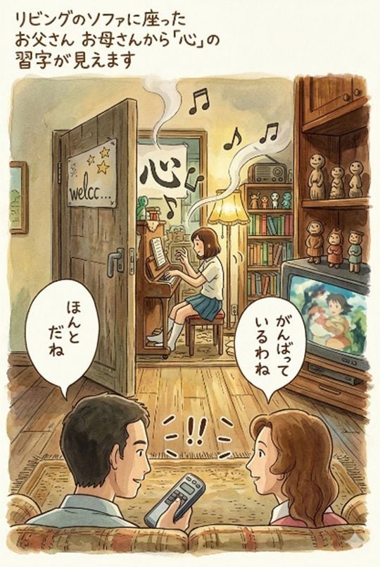 2LDKの賃貸アパートは、家族の心が行きかうように工夫されている。