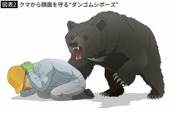 【図表2】クマから顔面を守る“ダンゴムシポーズ”