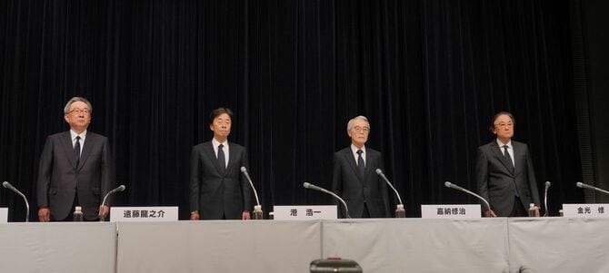 フジテレビジョン記者会見（＝2025年1月27日、フジテレビ本社22F）