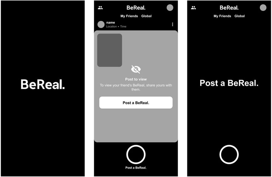 アプリ「BeReal」のデモ画面