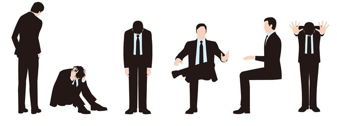 ビジネスマンの様々な姿勢と動き