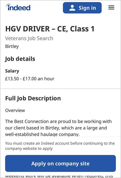 トラック運転業務の募集を呼びかける求人