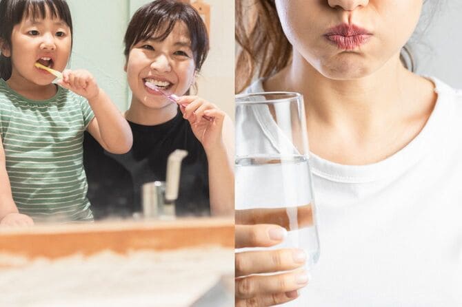 歯磨きと口のゆすぎ