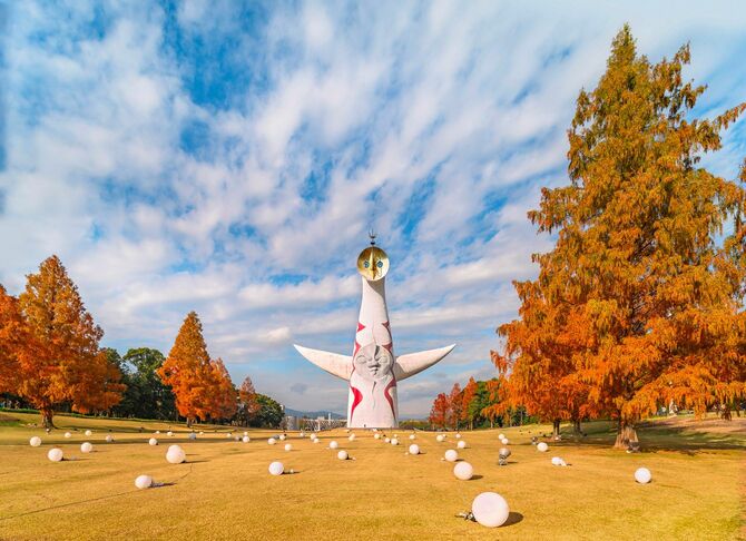 1970年に大阪府吹田市で開催された日本万国博覧会のテーマ館の一部として建造され、万博終了後も引き続き万博記念公園に残された、岡本太郎が制作した太陽の塔