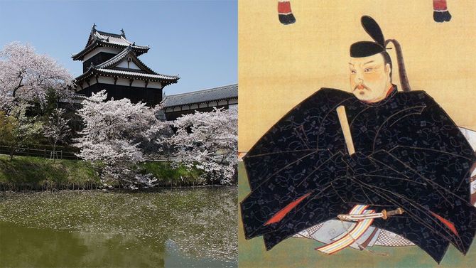 左＝大和郡山城、右＝豊臣秀長像