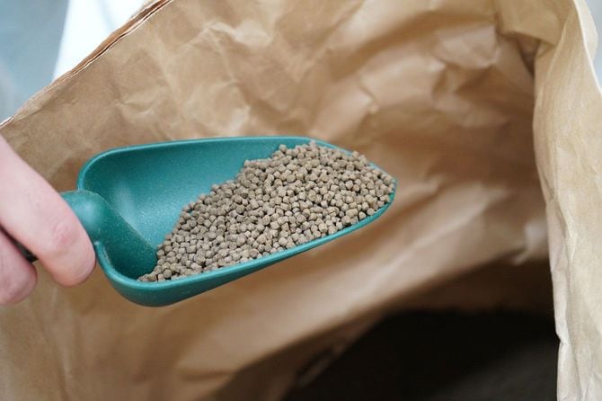 魚粉を原料としたエサ。