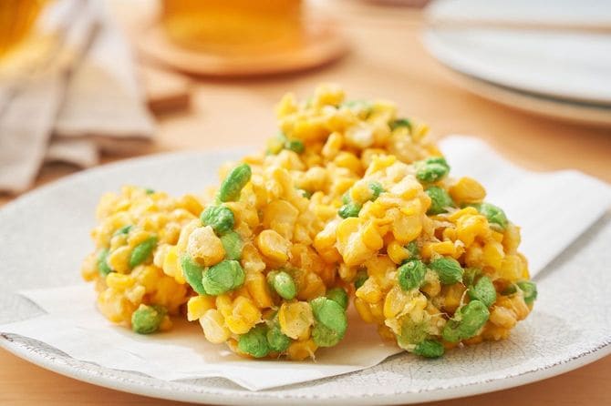 とうもろこしと枝豆のかき揚げ