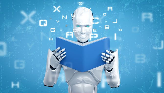 本を読むヒューマノイドロボット