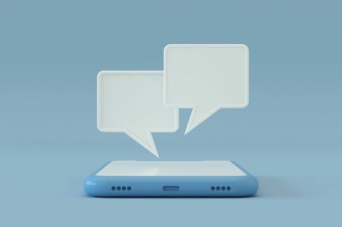 スマートフォンとテキストチャットの吹き出し