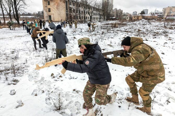 民間人のための軍事演習。ウクライナ・キエフ 2022年2月