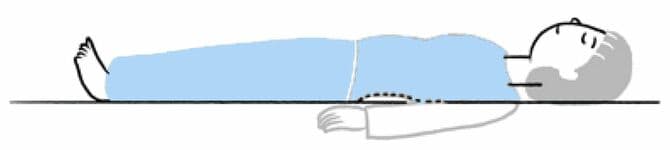 仰向けに寝て全身の力を抜く