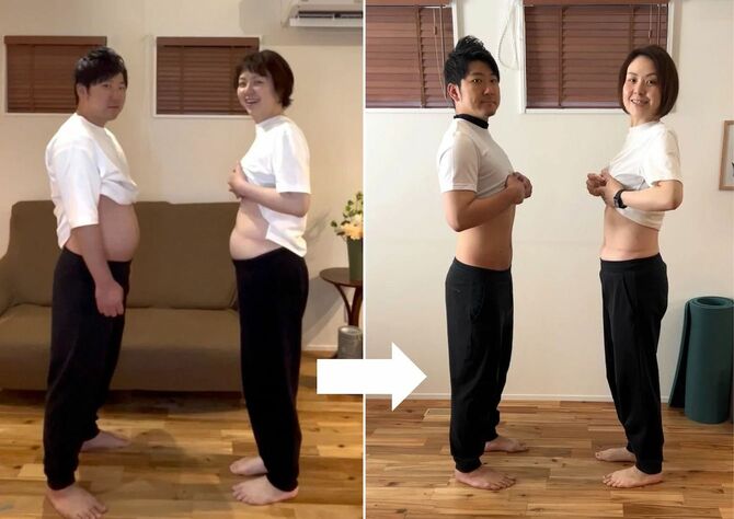 ぽっこりお腹が解消して筋肉がついた。顔の輪郭もスッキリ