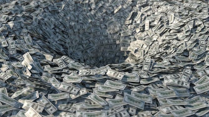 底なしの漏斗に流れ込むお金