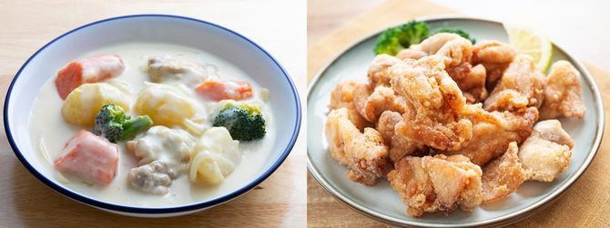 クリームシチューと唐揚げ