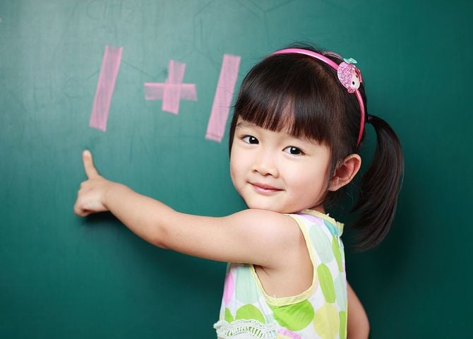 1+1を指さす子供