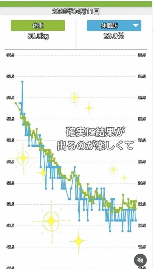 体重と体脂肪の変化グラフ