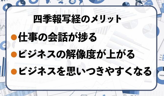 四季報写経のメリット 仕事の会話が捗る、ビジネスの解像度が上がる、ビジネスを思いつきやすくなる