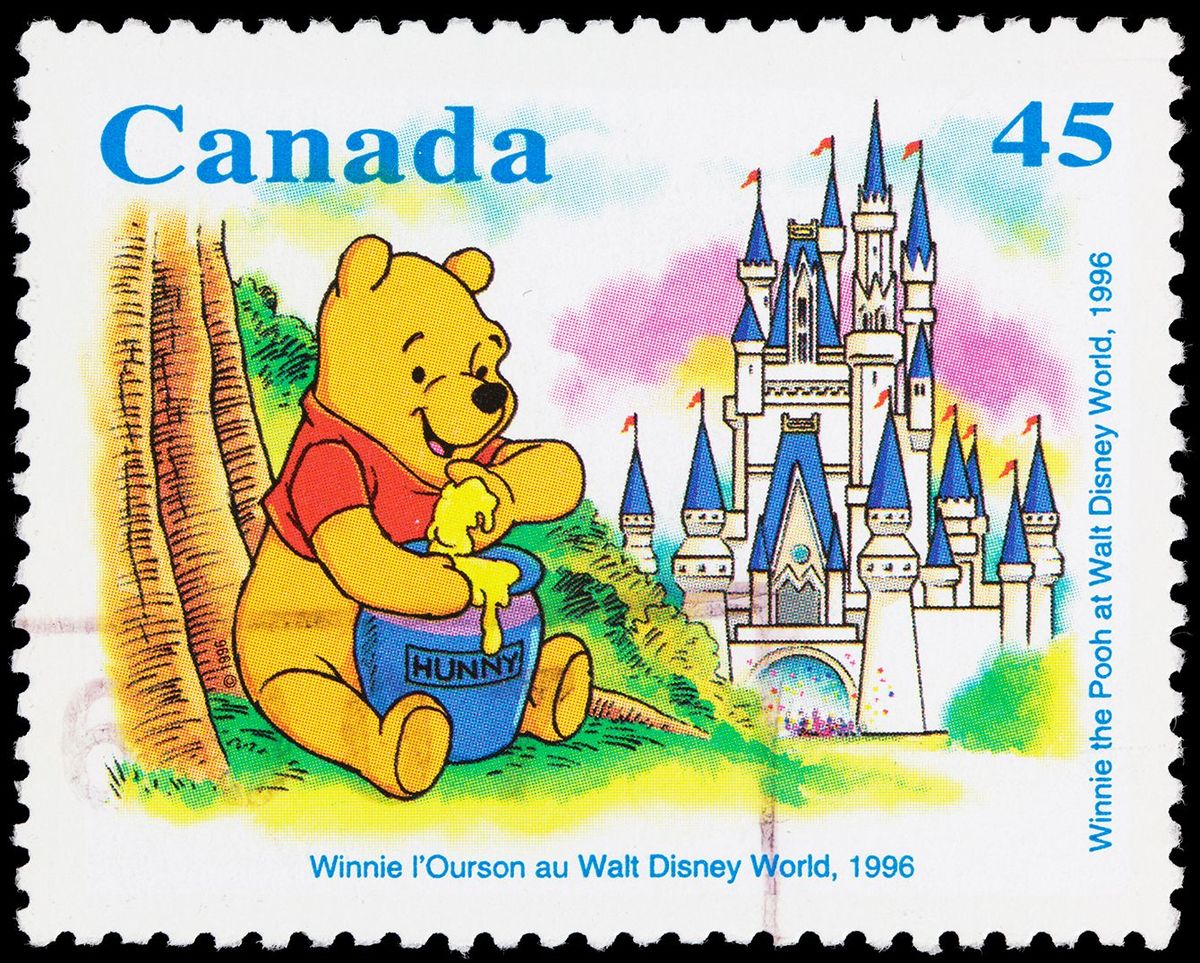 くまのプーさんを描いた1996年のカナダの郵便切手
