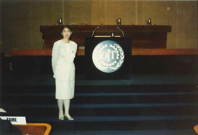 スイスのジュネーブで行われたILO(国際労働機関)の総会にて。33歳ごろの一枚