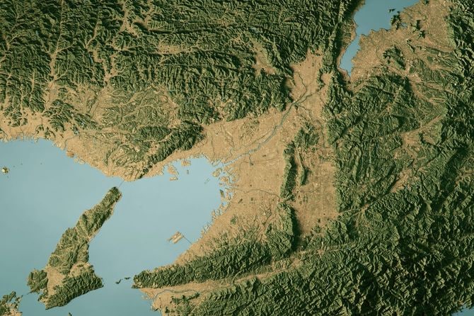 大阪の3D地図