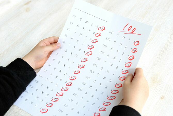 100点満点の解答用紙