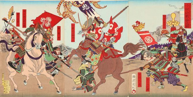 楊洲周延作「小牧山戦争之図」［出典＝刀剣ワールド財団（東建コーポレーション株式会社）］