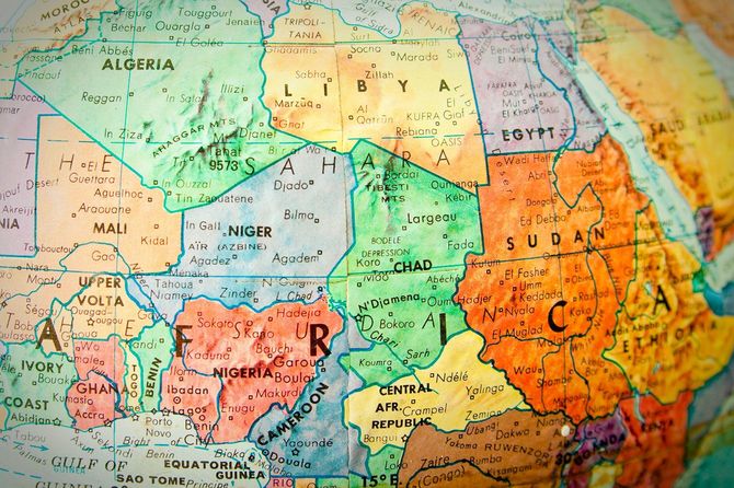 アフリカが描かれた地球儀